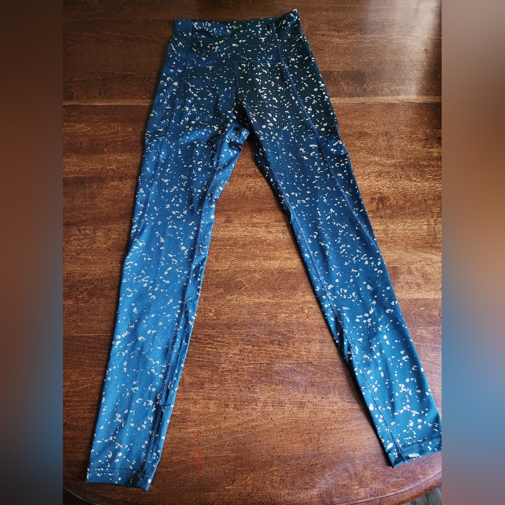 Tek Gear Workout Gear High Rise Legging- Dark Green/Gold